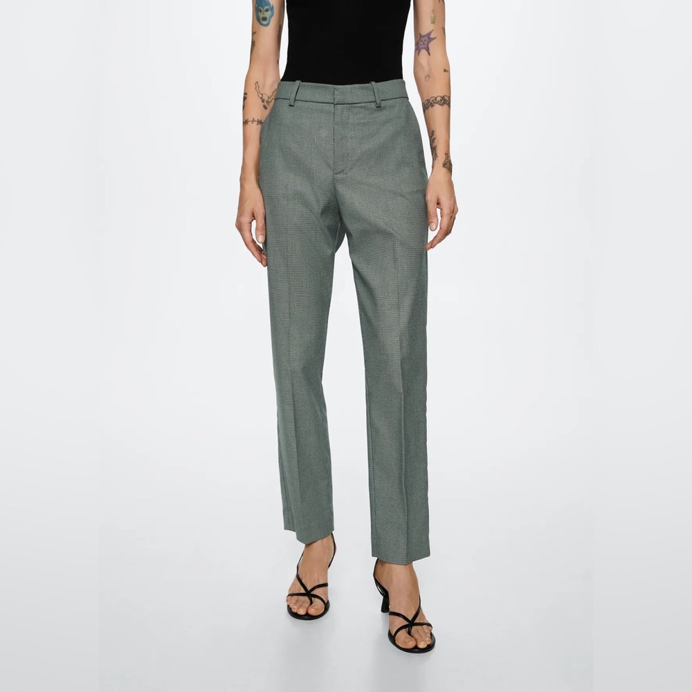 Mango - Green Straight Suit Pants